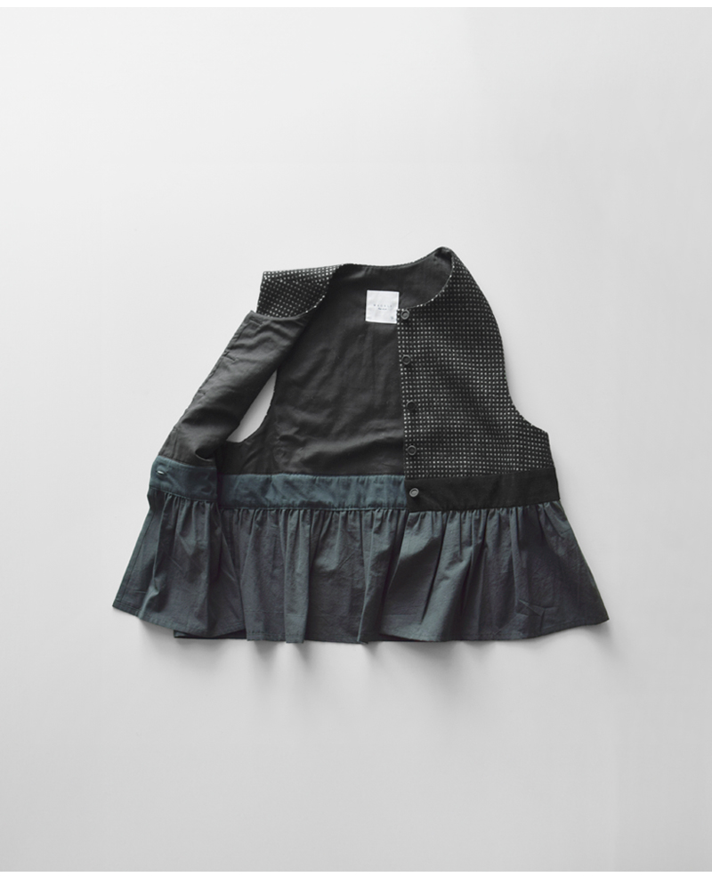 MAGALIピンドット ツイード ヴィンテージ ジレ bl272