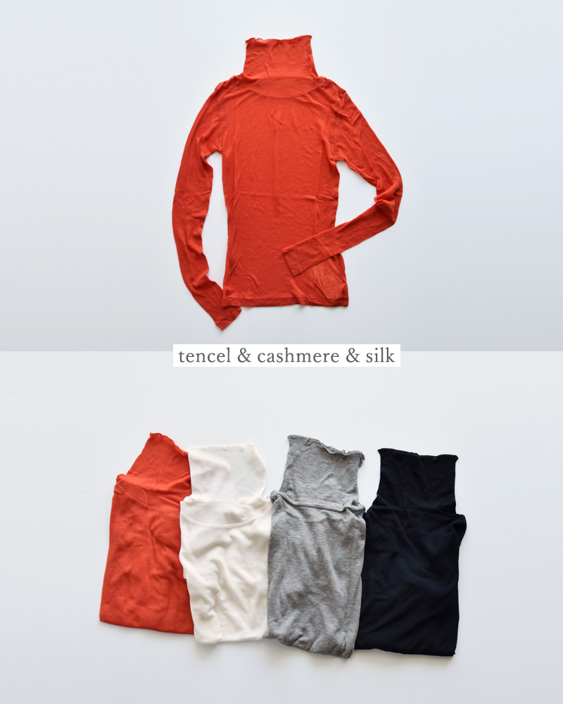 BATONER(バトナー)カシミヤシルクブレンドハイネックロングスリーブTシャツbn-25fl-009