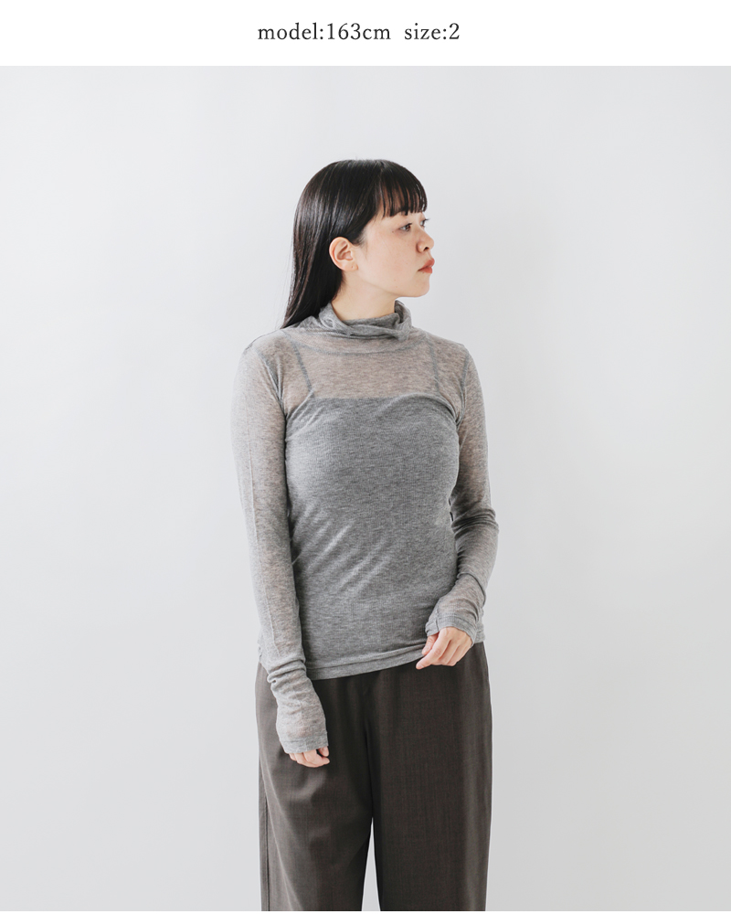 BATONER(バトナー)カシミヤシルクブレンドハイネックロングスリーブTシャツbn-25fl-009