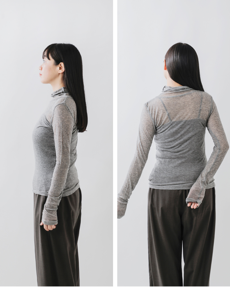 BATONER(バトナー)カシミヤシルクブレンドハイネックロングスリーブTシャツbn-25fl-009