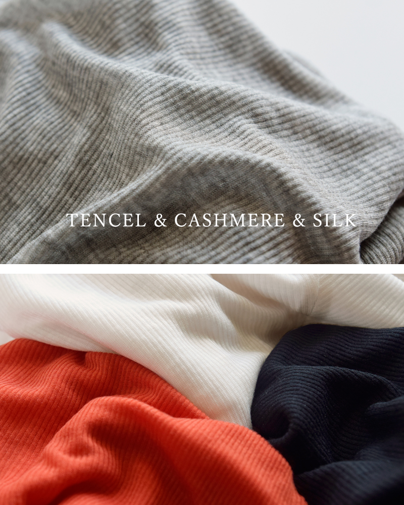 BATONER(バトナー)カシミヤシルクブレンドハイネックロングスリーブTシャツbn-25fl-009