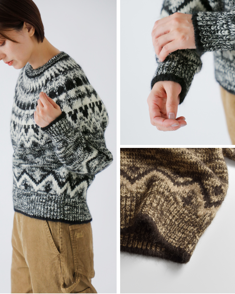 BATONER(バトナー)ウールモヘアアルパカノルディッククルーネックニットプルオーバー“MOHAIRNORDICCREWNECK”bn-25fl-049