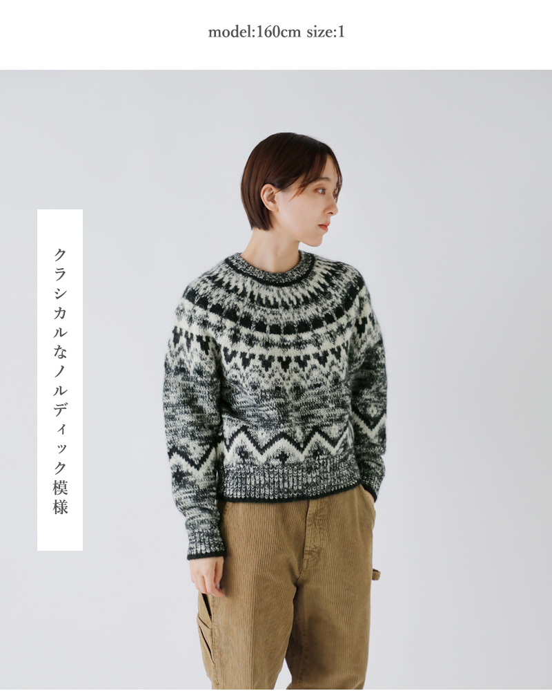 BATONER(バトナー)ウールモヘアアルパカノルディッククルーネックニットプルオーバー“MOHAIRNORDICCREWNECK”bn-25fl-049