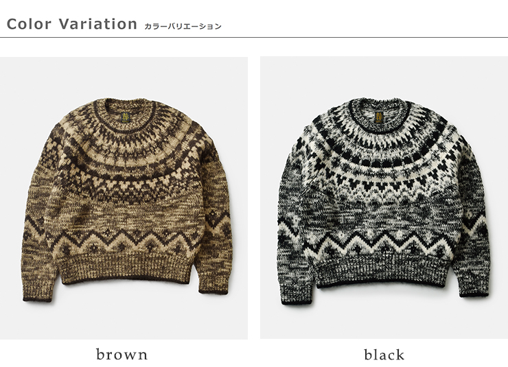 BATONER(バトナー)ウールモヘアアルパカノルディッククルーネックニットプルオーバー“MOHAIRNORDICCREWNECK”bn-25fl-049