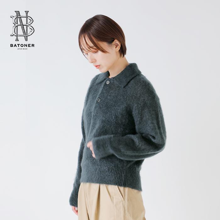 BATONER(バトナー)ピュアモヘアシャギーポロニットプルオーバー“PUREMOHAIRSHAGGYPOLO”bn-25fl-053