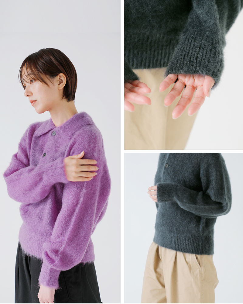 BATONER(バトナー)ピュアモヘアシャギーポロニットプルオーバー“PUREMOHAIRSHAGGYPOLO”bn-25fl-053