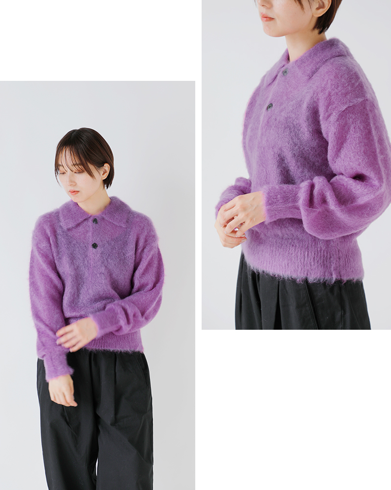 BATONER(バトナー)ピュアモヘアシャギーポロニットプルオーバー“PUREMOHAIRSHAGGYPOLO”bn-25fl-053