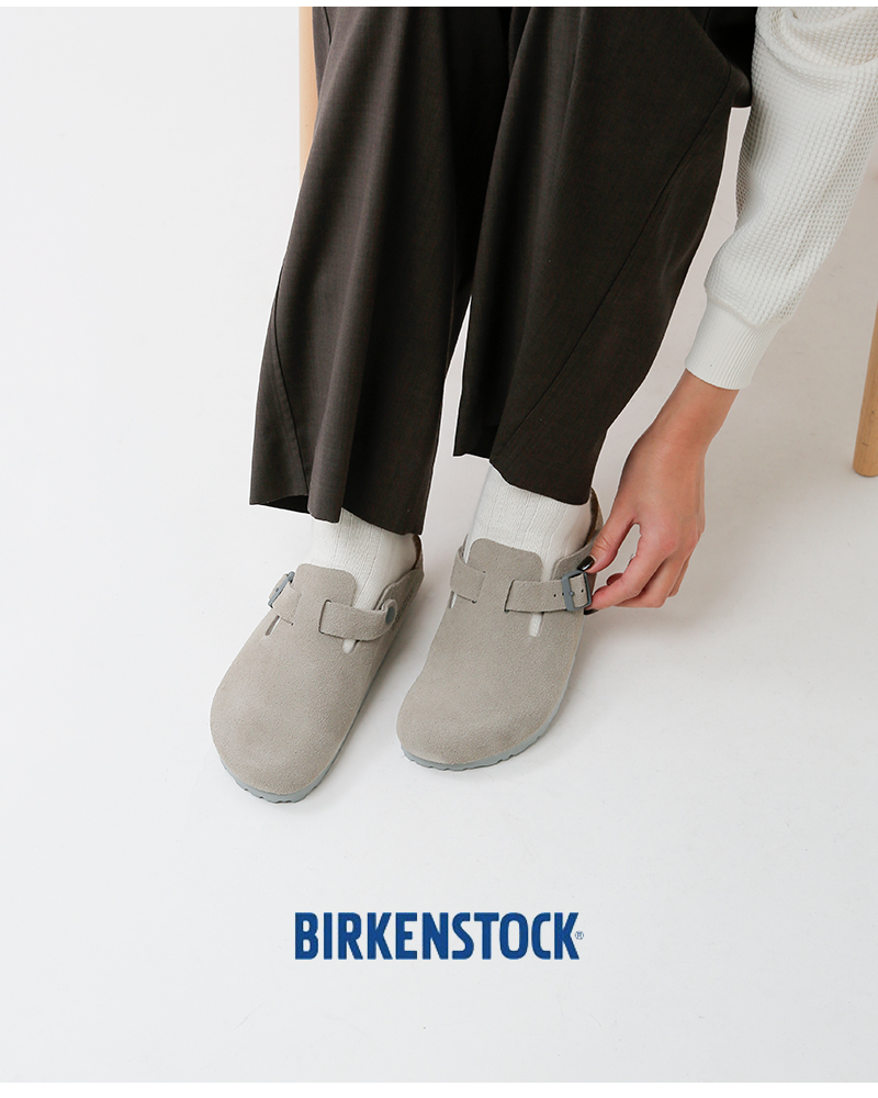 BIRKENSTOCK(ビルケンシュトック)ベロアレザーフラットクロッグサンダル“BOSTON”boston-same1