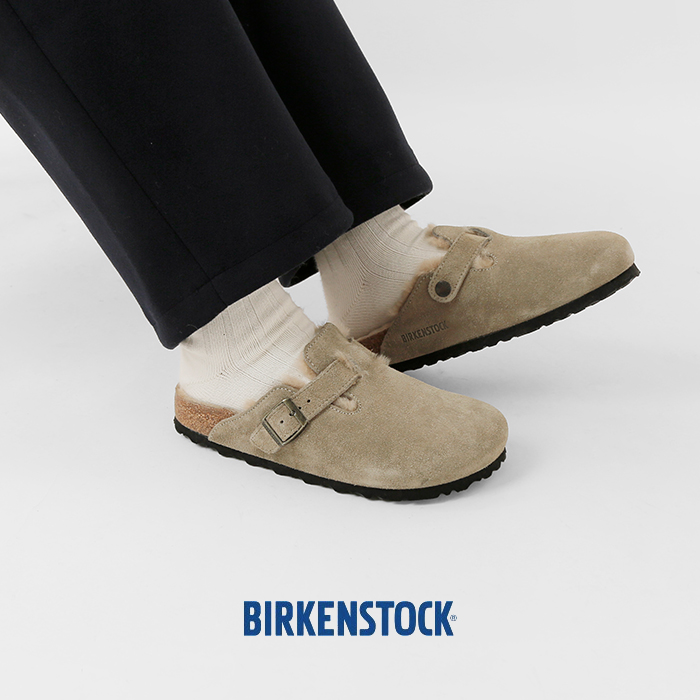 BIRKENSTOCK(ビルケンシュトック)ボストンシアリングスエードレザーボアナローフラットクロッグサンダル“BOSTONSHEARLING”boston-shearling