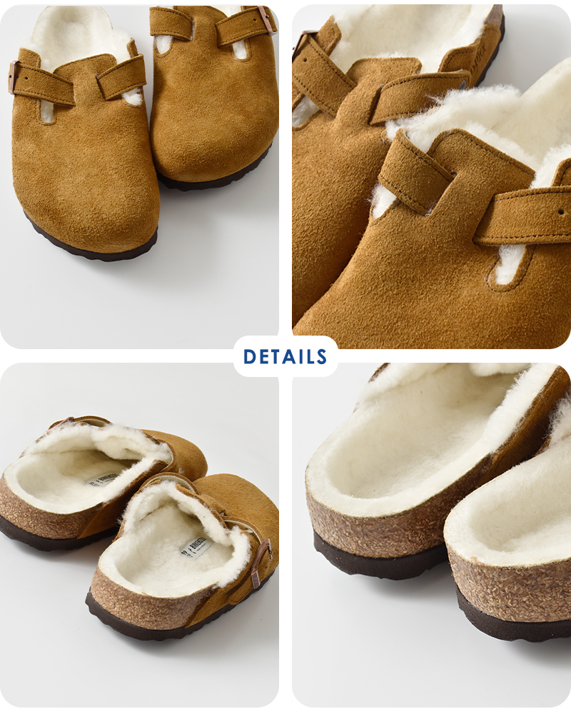 BIRKENSTOCK(ビルケンシュトック)ボストンシアリングスエードレザーボアナローフラットクロッグサンダル“BOSTONSHEARLING”boston-shearling
