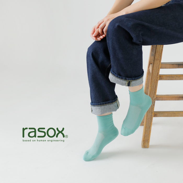 rasox(ラソックス)接触冷感メッシュ編みファインクールミッドソックスca221lc01