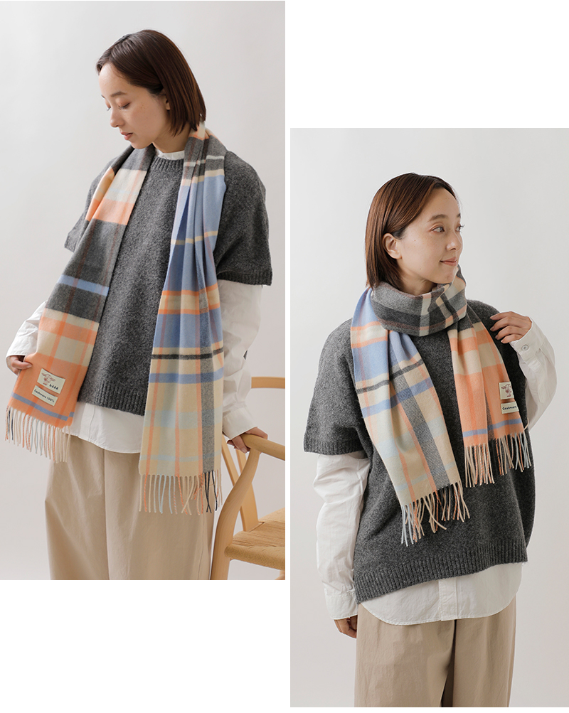 beee(ビー)カシミヤ100％チェックマフラーch30