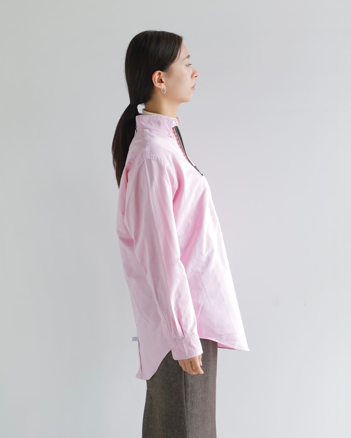 CHANGES(チェンジーズ)リメイクハーフジップボタンダウンシャツ ch3029