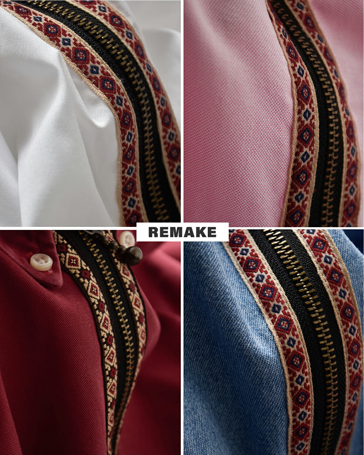 CHANGES(チェンジーズ)リメイクハーフジップボタンダウンシャツ ch3029