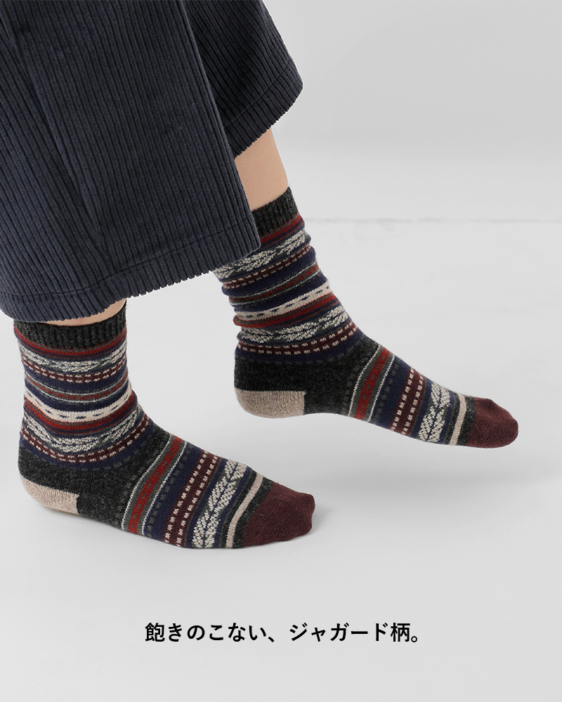 Comfy House(コンフィーハウス)ジャガードウールクルーソックスchl132cr1