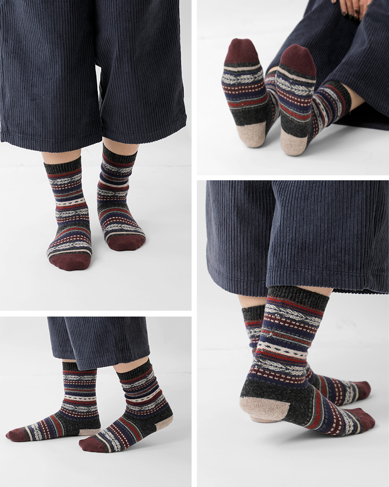 Comfy House(コンフィーハウス)ジャガードウールクルーソックスchl132cr1