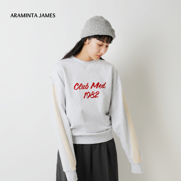 ARAMINTA JAMES(アラミンタジェームス)コットン起毛フリーススウェットシャツ“CLUBMEDSWEATSHIRT”clubmed-sw