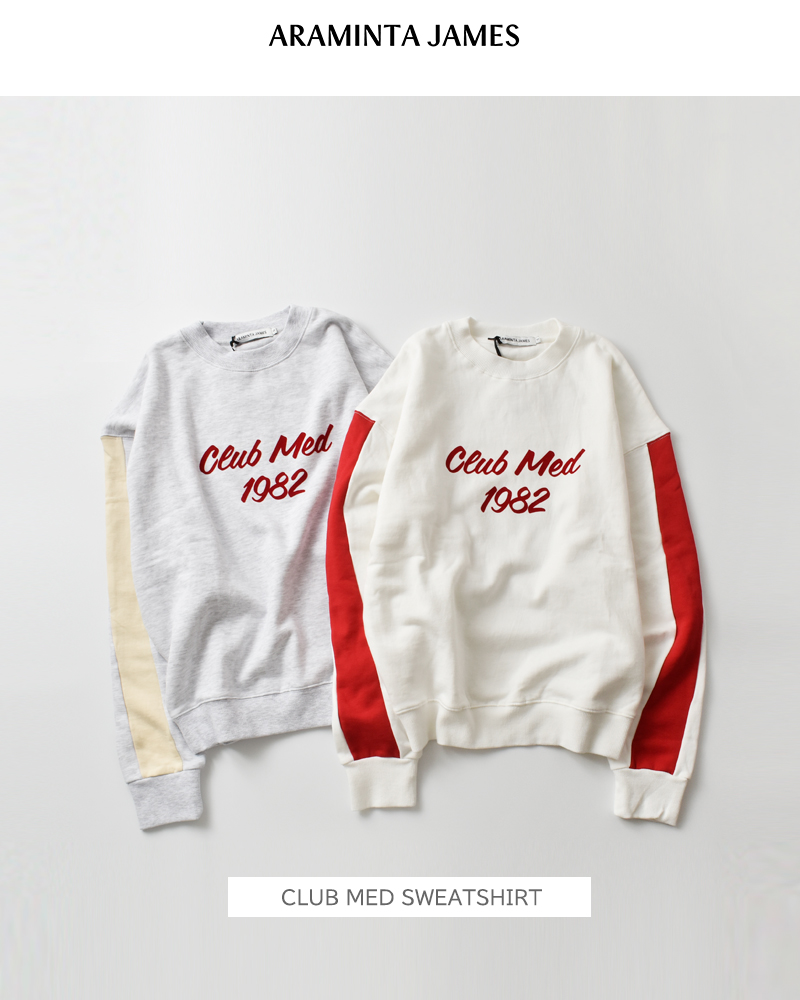 ARAMINTA JAMES(アラミンタジェームス)コットン起毛フリーススウェットシャツ“CLUBMEDSWEATSHIRT”clubmed-sw