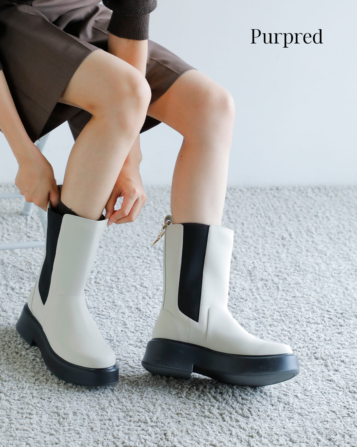 Purpred(パープレッド)撥水 ポール サイドゴア ミドル ブーツco7-ps001