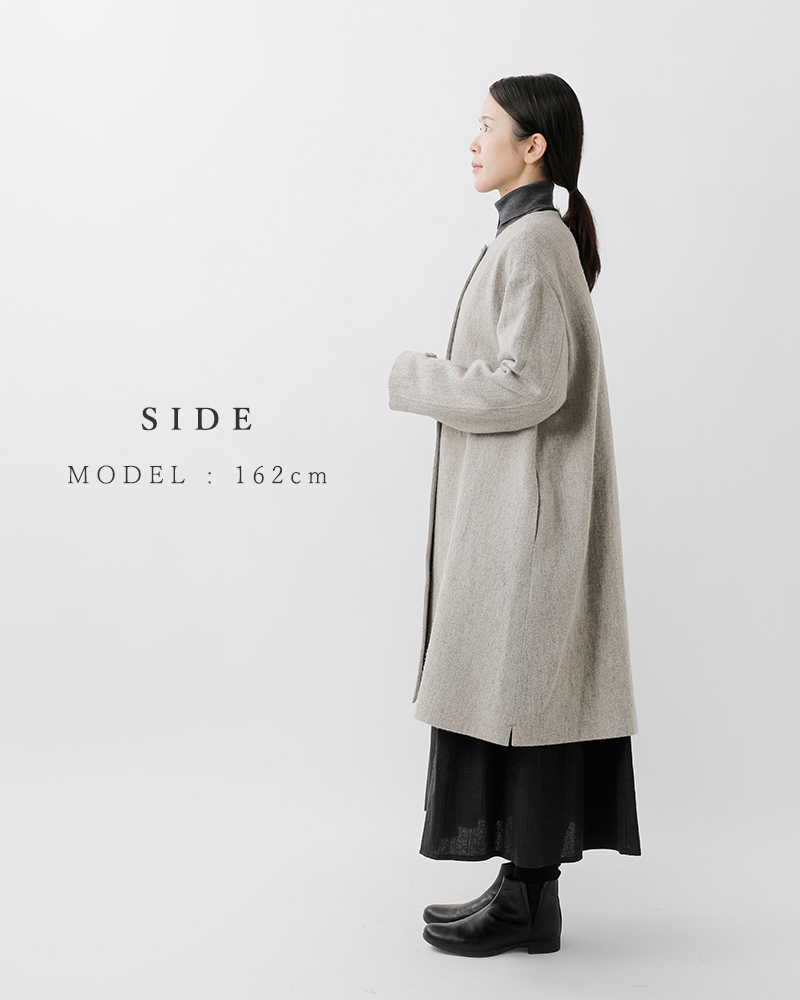 MAGALI(マガリ)ウールリネンヘリンボーンダブルボタンコートct10h