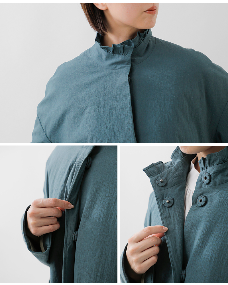 MAGALI(マガリ)オールドコットンナイロンリネンフリルカラーパディットコート