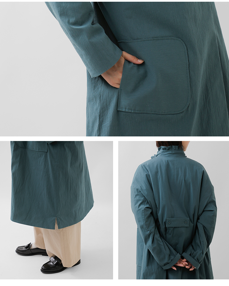 MAGALI(マガリ)オールドコットンナイロンリネンフリルカラーパディットコート