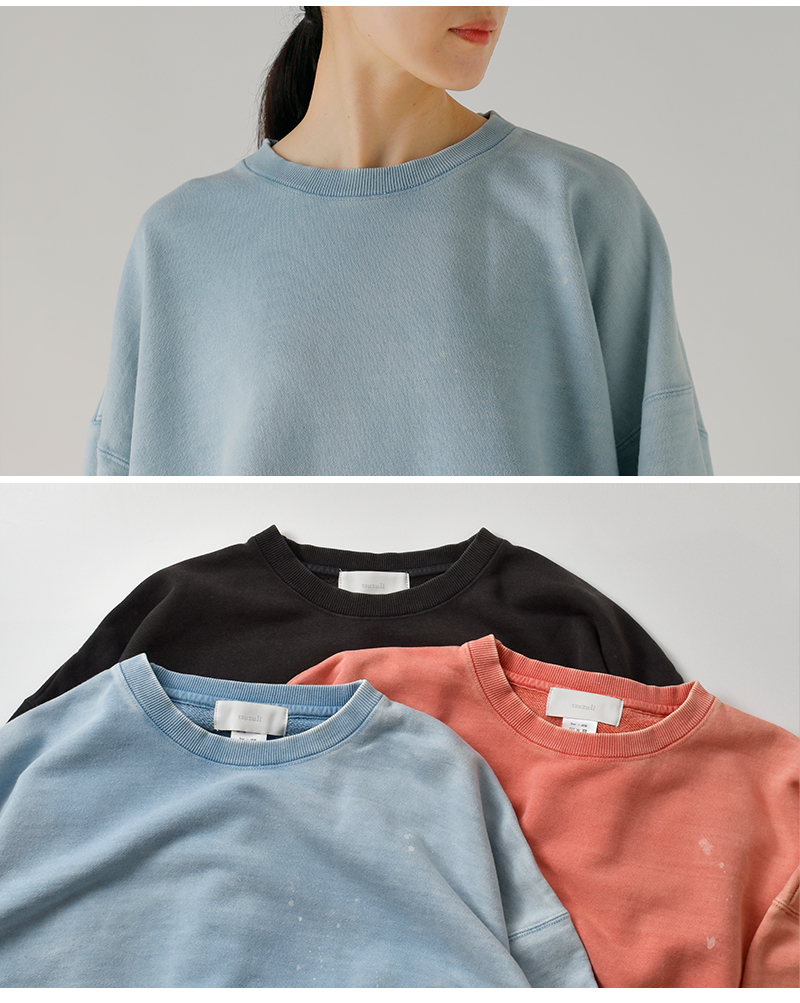 tsuzuli(ツヅリ)コットン裏毛ボックスシルエットスウェットシャツ“FADEDSWEATSHIRT”d52502