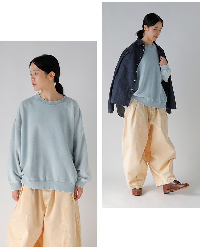 tsuzuli(ツヅリ)コットン裏毛ボックスシルエットスウェットシャツ“FADEDSWEATSHIRT”d52502