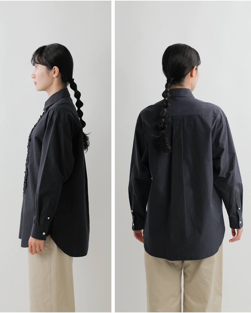 nicholson&nicholson(ニコルソンアンドニコルソン)ウォッシュドコットンフロントフリルシャツdoris-w