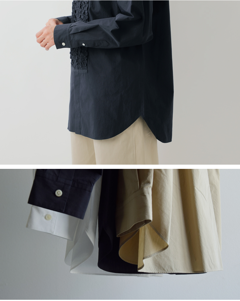 nicholson&nicholson(ニコルソンアンドニコルソン)ウォッシュドコットンフロントフリルシャツdoris-w