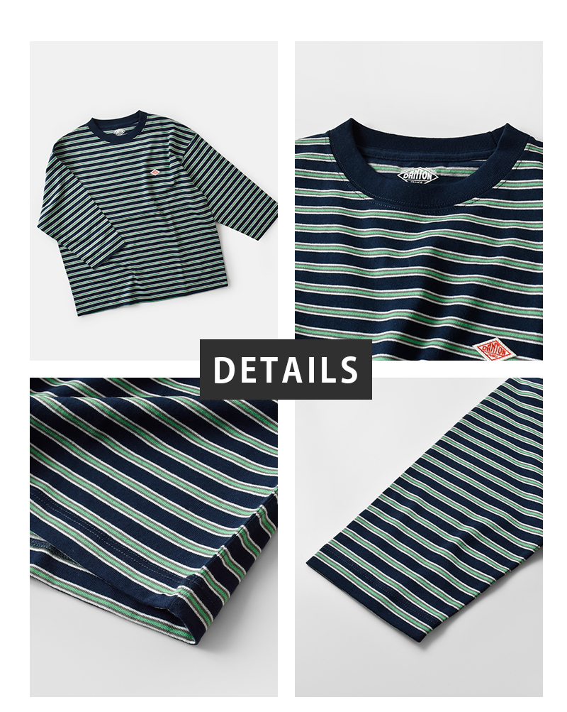 DANTON(ダントン)オープンエンドジャージークルーネックボーダー7分袖プルオーバーdt-c0131tcb-st-25aw