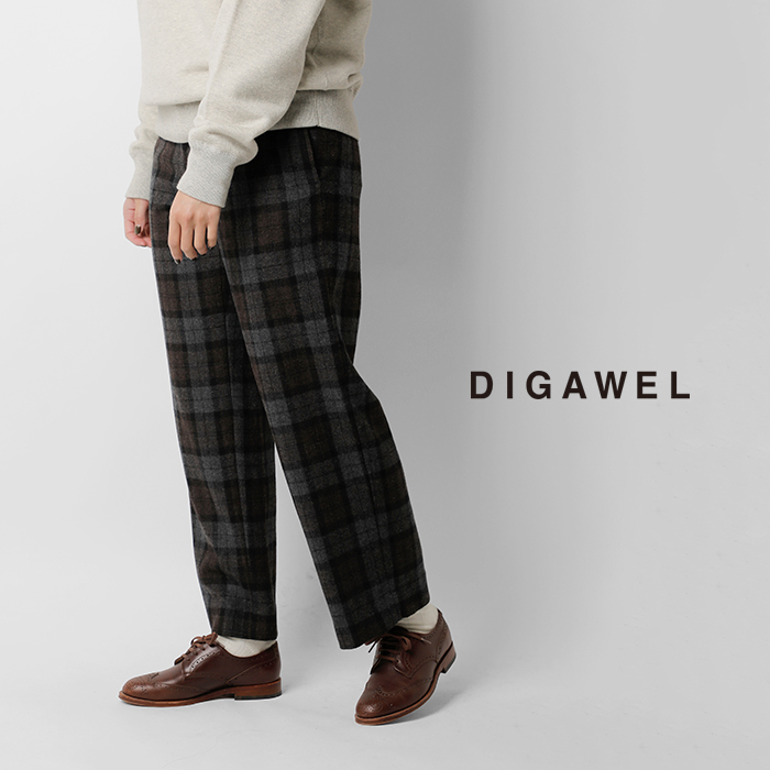 DIGAWEL(ディガウェル)ウールチェックサイドアジャスターパンツdwyb035