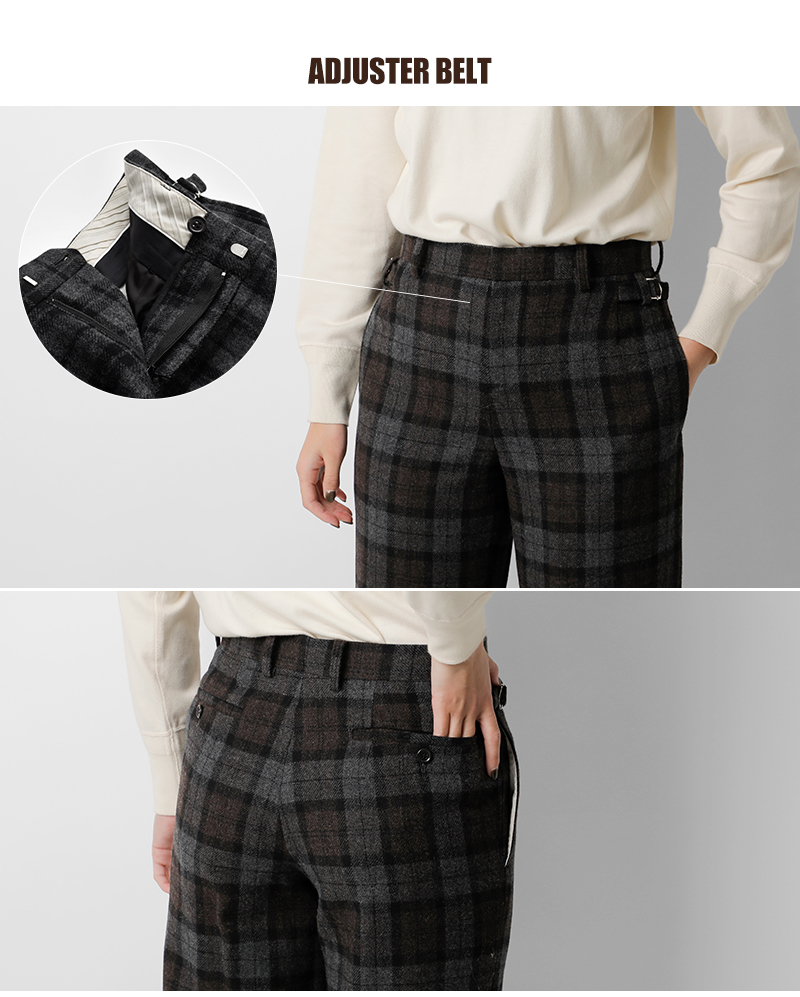 DIGAWEL(ディガウェル)ウールチェックサイドアジャスターパンツdwyb035