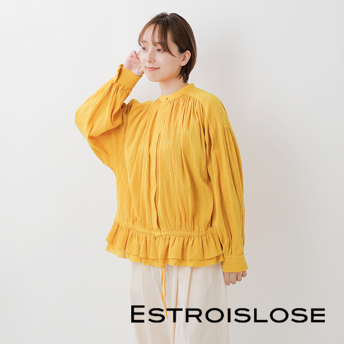 STRASBURGO フリルブラウス 長袖 コットン プルオーバー 38 美品 ラグジュアリー】STRASBURGO フリルブラウス 人気完売品