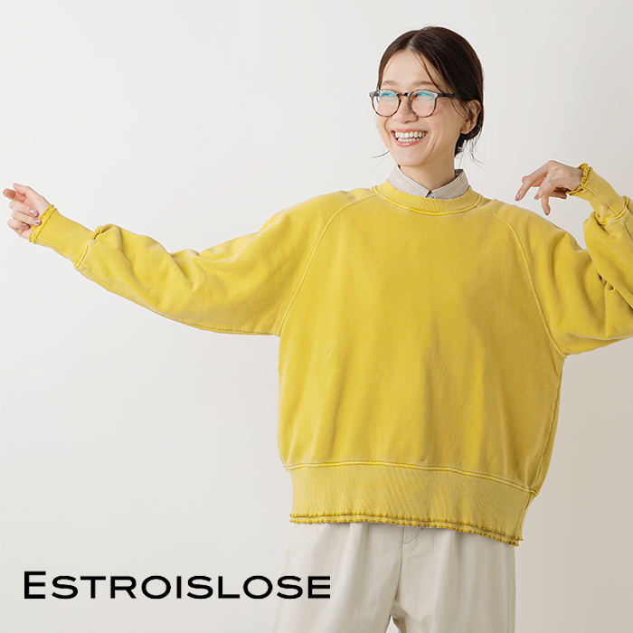 ESTROISLOSE(エストゥロワルーズ)コットンピグメント裏毛クルーネックプルオーバーec24310
