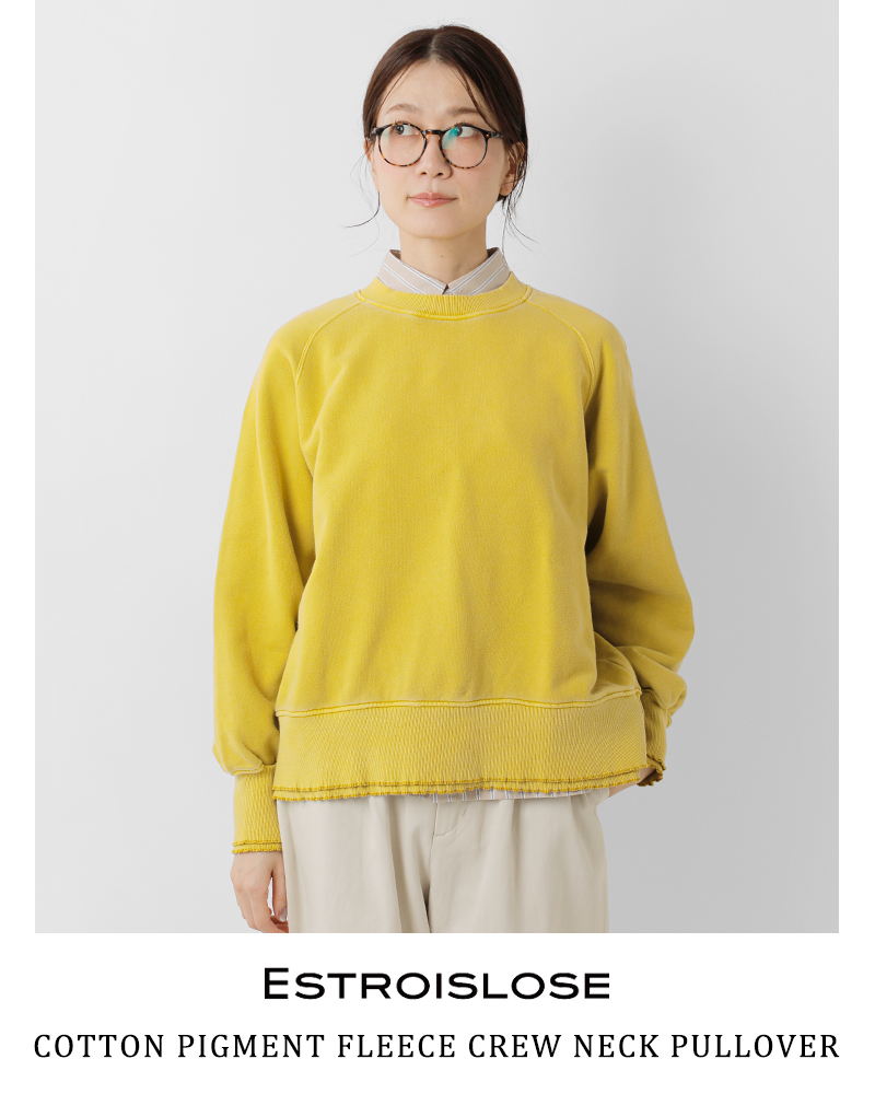 ESTROISLOSE(エストゥロワルーズ)コットンピグメント裏毛クルーネックプルオーバーec24310