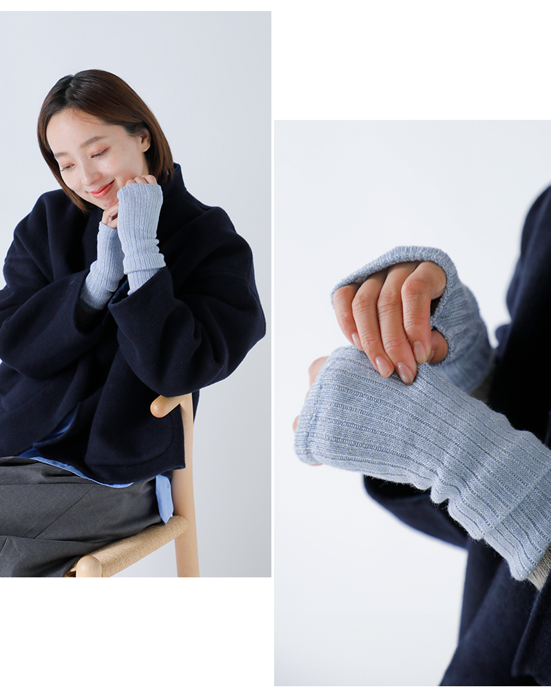 en Lille(リーレ)ラメ糸リブ編みハンドウォーマー“まどろみ”el25203