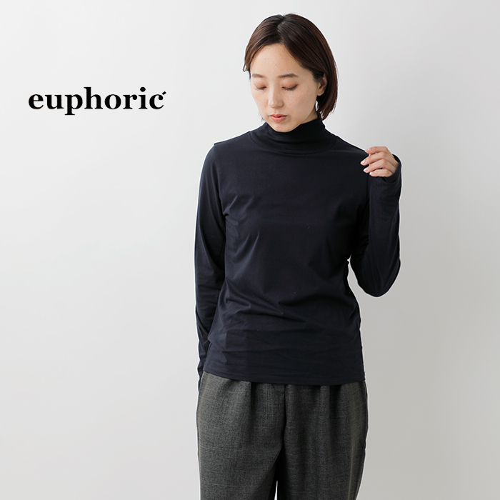 euphoric’(ユーフォリック)スペインピマコットンタートルネックサムホールカットソーeu-ct5401