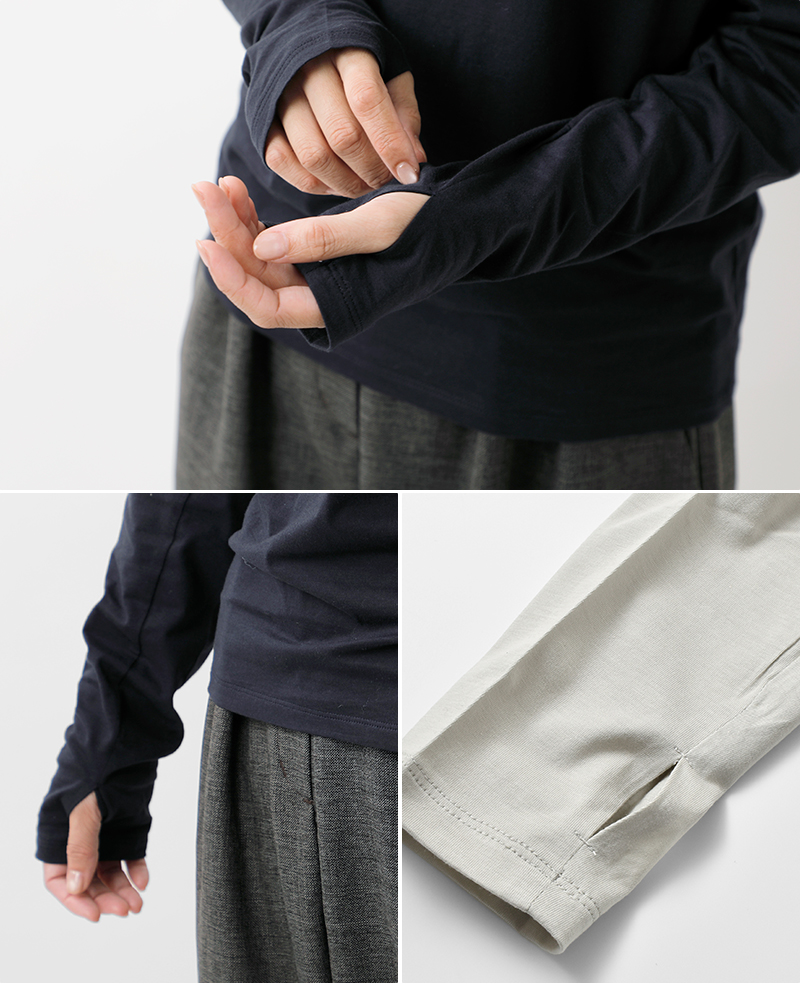 euphoric’(ユーフォリック)スペインピマコットンタートルネックサムホールカットソーeu-ct5401