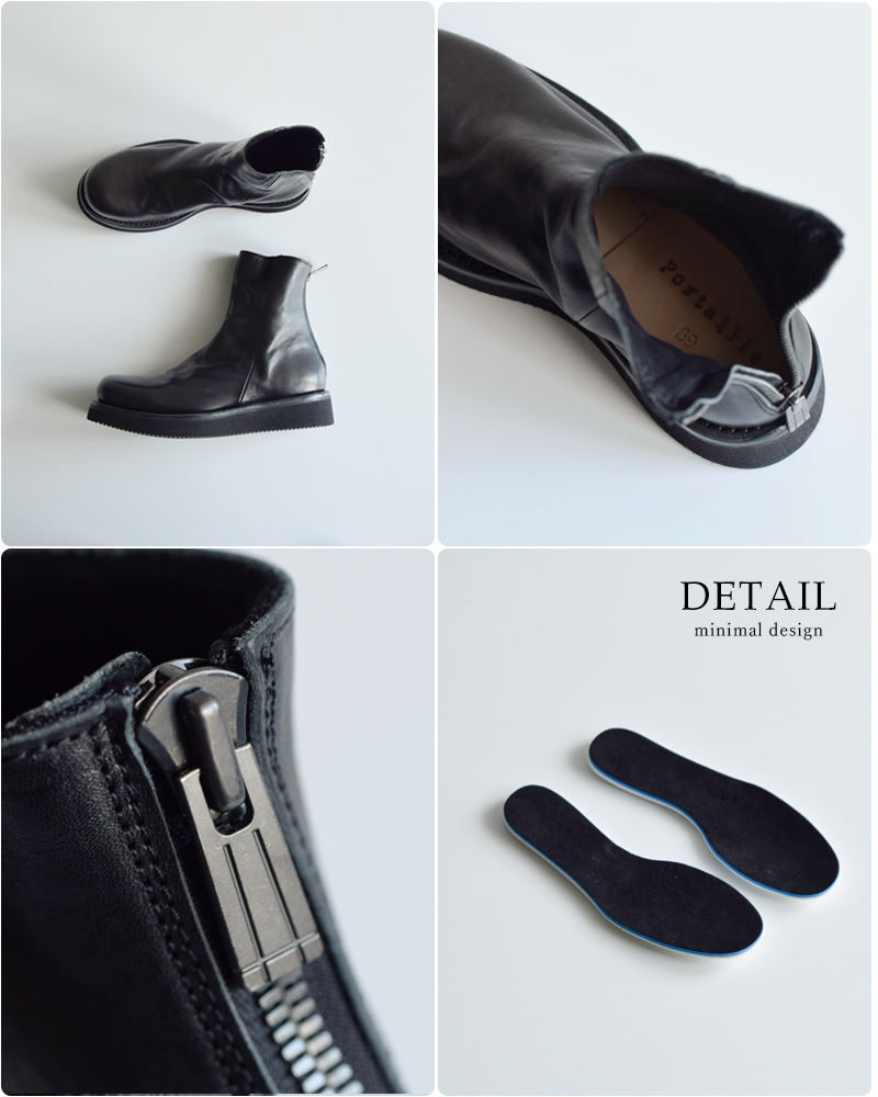 portaille/vibramソール/ショートブーツ/39/ブラック/レザー/ portaille/vibramソール/ショートブーツ/39/ブラック/レザー/