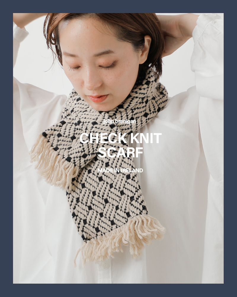 john branigan(ジョンブラニガン)aranciato別注チェックニットマフラーflap-same1
