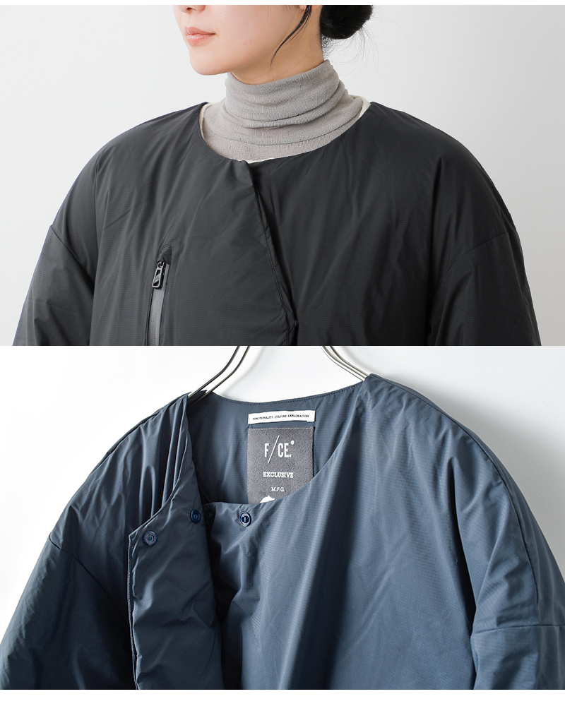 F/CE.(エフシーイー)エフライトカラーレスロングダウンコート“FTNEWCOLLARLESSLONGCOAT”fna09252w0001