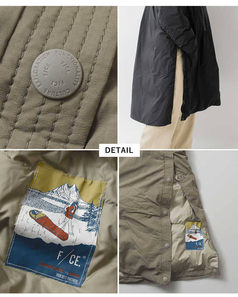F/CE.(エフシーイー)エフライトカラーレスロングダウンコート“FTNEWCOLLARLESSLONGCOAT”fna09252w0001