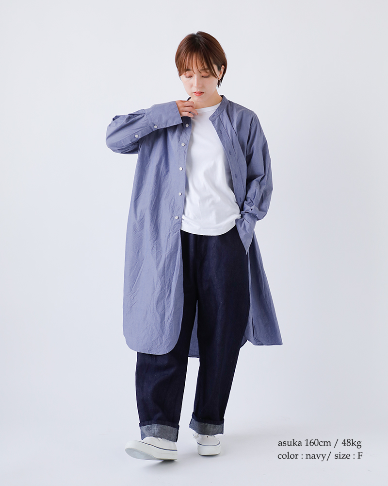 gコットンタイプライターバンドカラーシャツワンピースg-632