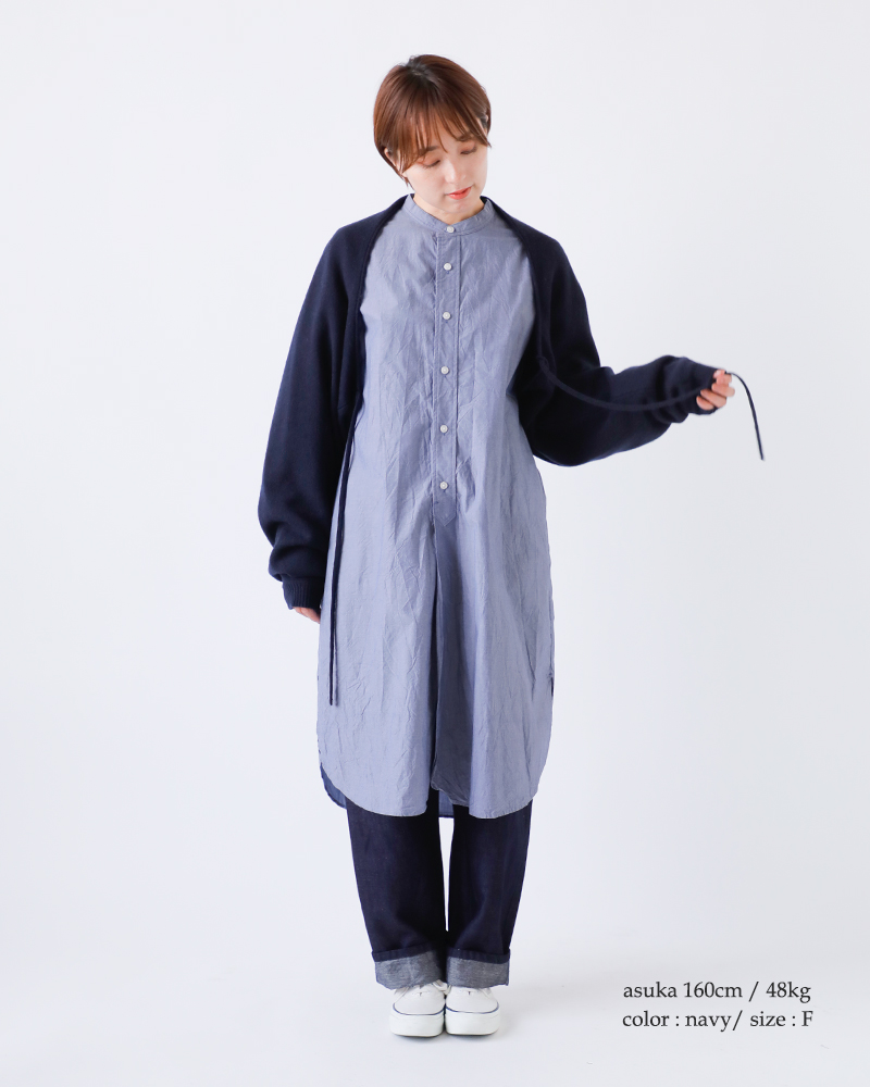 gコットンタイプライターバンドカラーシャツワンピースg-632