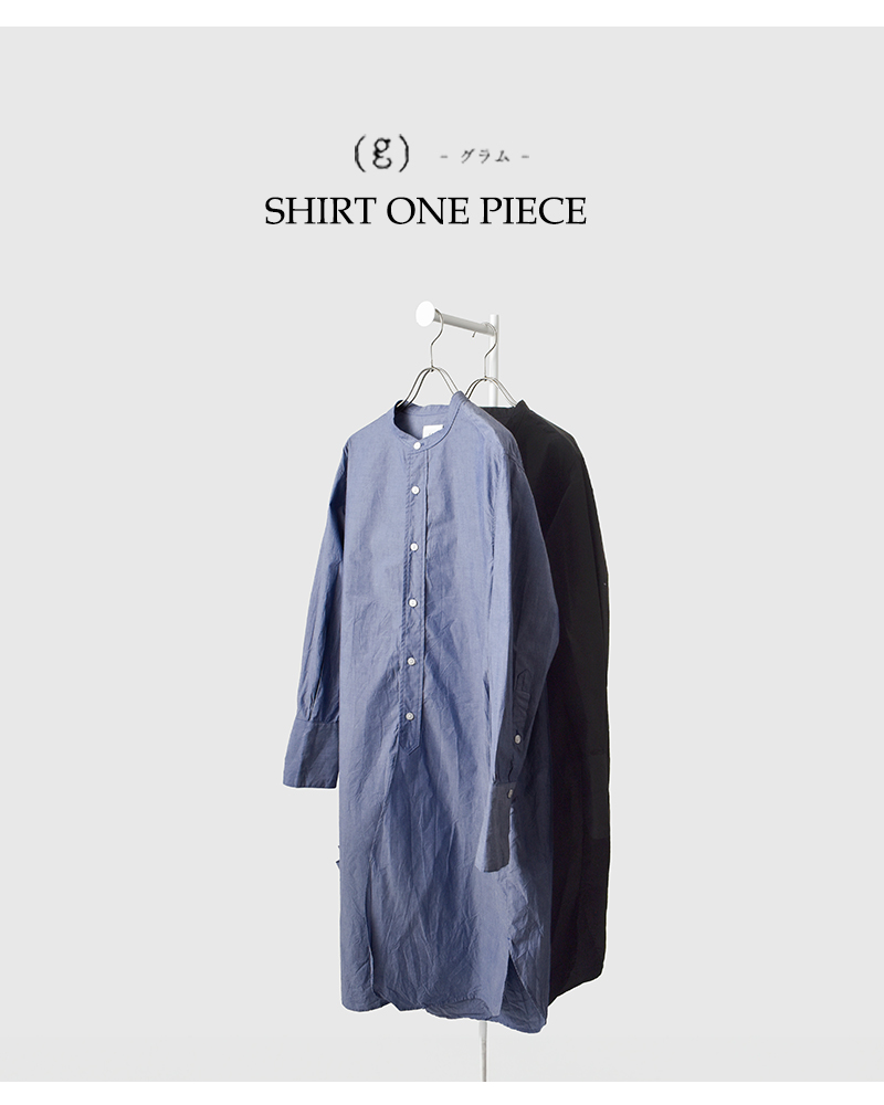 gコットンタイプライターバンドカラーシャツワンピースg-632