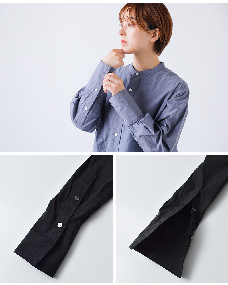 gコットンタイプライターバンドカラーシャツワンピースg-632