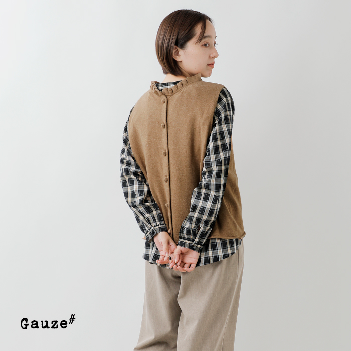 Gauze#(ガーゼ)ウールフリルカラー2wayニットベスト“FRILLCOLLAR2WAYKNITVEST”g1130