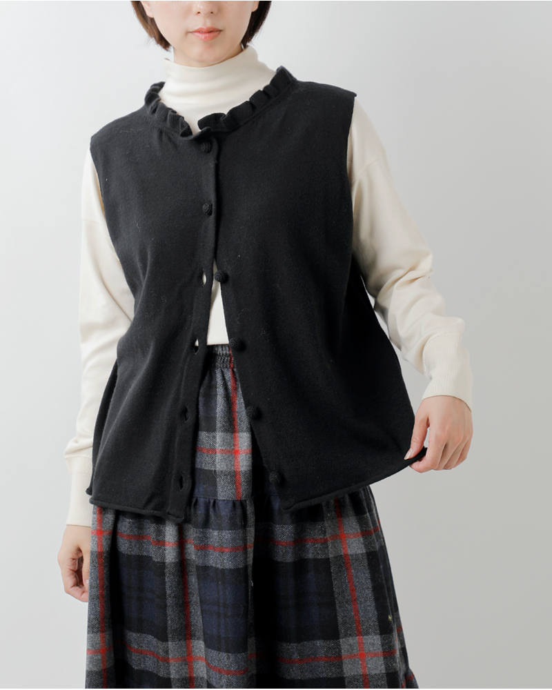 Gauze#(ガーゼ)ウールフリルカラー2wayニットベスト“FRILLCOLLAR2WAYKNITVEST”g1130