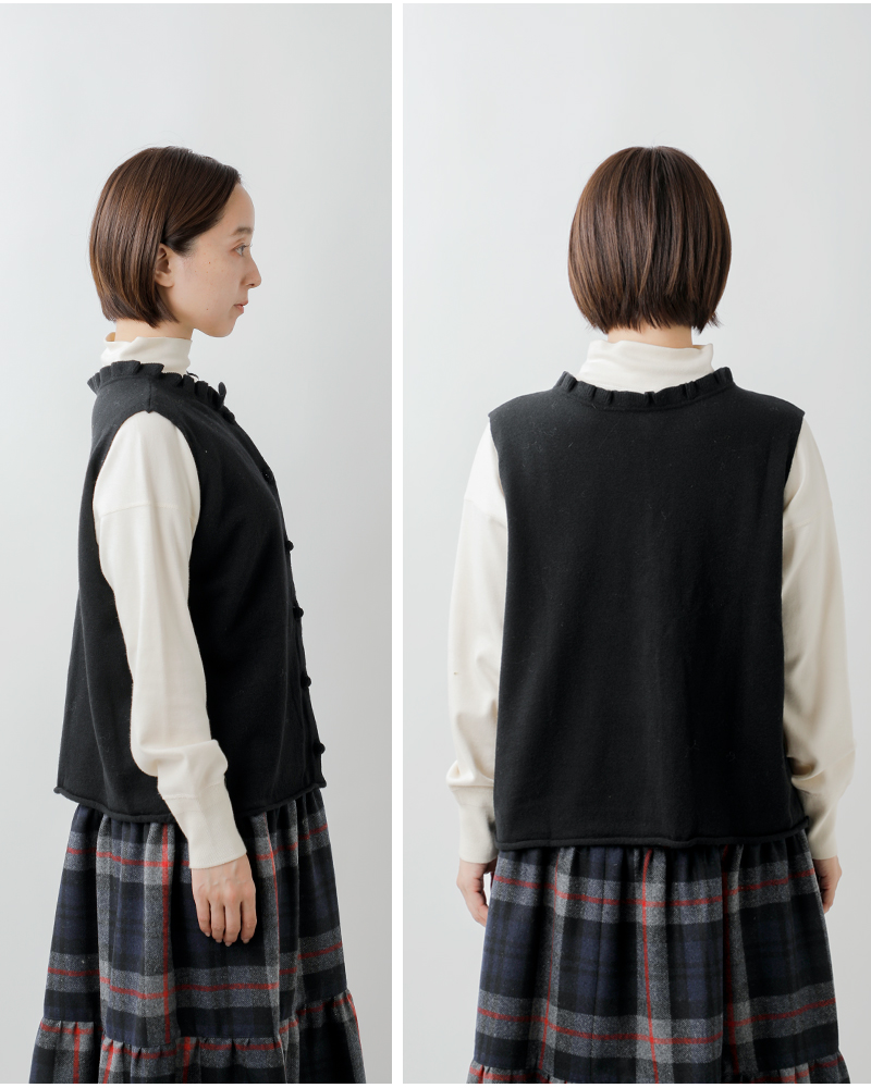 Gauze#(ガーゼ)ウールフリルカラー2wayニットベスト“FRILLCOLLAR2WAYKNITVEST”g1130